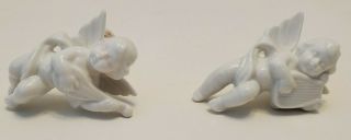 Vintage Angel Figurine Cherub Candle Climbers White Ceramic Holder Huggers