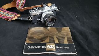 VINTAGE OLYMPUS OM - 2N 35MM SLR CAMERA W/ BAG & TWO LENSES & 2