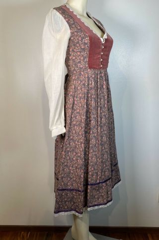 Vintage Gunne Sax Rose midi dress velvet bodice,  full skirt,  Pockets sz S 5