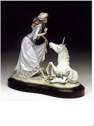 Lladro 1755 Princess And Unicorn Wood Base Figurine Signed Limited Edition 699
