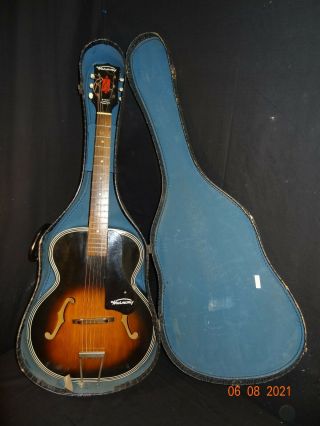 Vintage Harmony Archtop Acoustic Guitar W/ Case