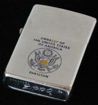 Vintage Zippo Lighter 1973 American Embassy Pakistan