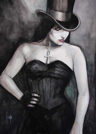 Death Steampunk Sexy Watercolor Pinup Art Comic Page By Ederson