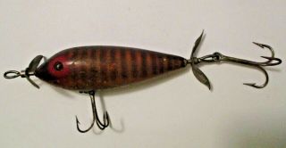 Vintage Heddon Dowagiac Wood Fishing Lure Glass Eyes Very Old Collectible
