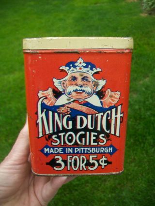 Vintage King Dutch Stogies Cigars Tobacco Advertising Tin - Pittsburgh,  Pa