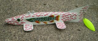 Jay Mcevers " Duey " Johnston Fish Decoy Lure Fishing Folk Art Carved Wood Rod Ice