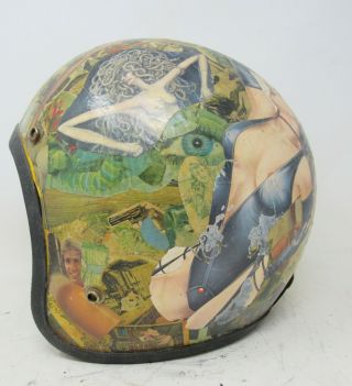 Vintage Decoupage Helmet / 1970s / Woman / Hippy / Bell / Buco / Arthur Fulmer /