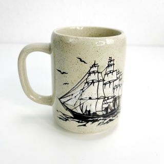 Vintage Otagiri Sailing Ship Stoneware Mug Coffee Cup Made In Japan