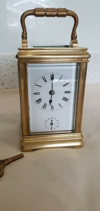 Small Antique Petit Sonnerie French four glass Carriage Clock 2