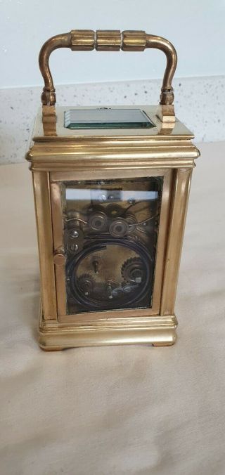 Small Antique Petit Sonnerie French four glass Carriage Clock 4
