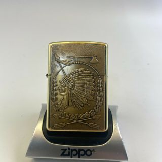 1999 Zippo Indian Chief Brass Lighter Barrett Smythe Near