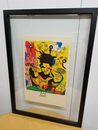 Painting On Paper Jean M.  Basquiat - Hand Signed 8.  5 " X 13 "