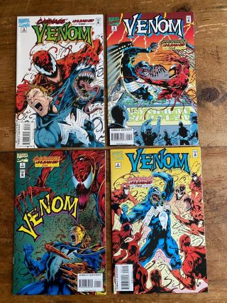 Venom Carnage Unleashed 1 - 4 Complete Marvel Comic 1995 Symbiote Spider - Man B