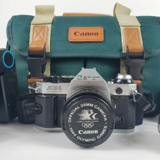 Vintage Canon AE - 1 Program 35mm Camera with 50mm Lens and Flash Kit Plus More 2