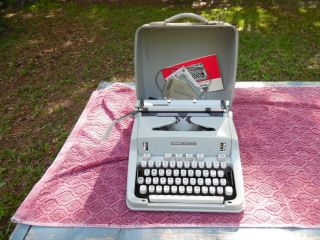 Hermes 3000 Typewriter With Directions And Case Brushes Vintage