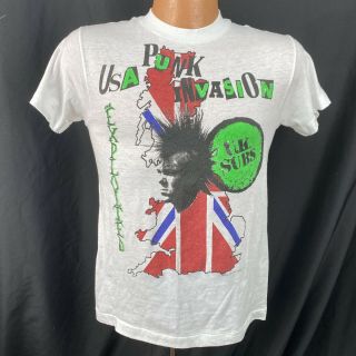Vintage 1985 The Exploited UK Subs Tour T Shirt USA Punk Invasion 1980s Concert 2