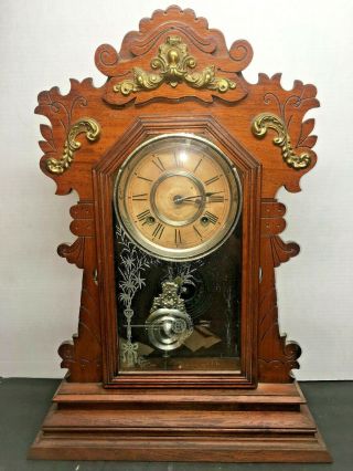 Antique Ansonia Parlor Mantle Kitchen Clock 8 - Day Loud Chime