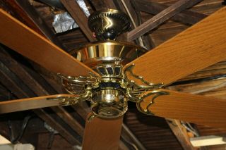 Restored Vintage Casablanca Delta Ii Bright Brass 50 " Ceiling Fan Made In Usa