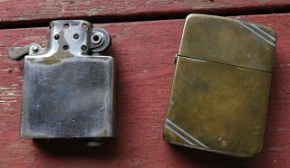 1937 - 1941 Zippo 4 Barrel Slash Corners Lighter 14 Hole Unmarked Insert