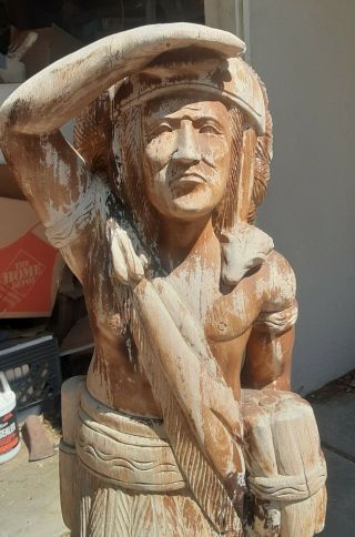 Vintage Wooden Cigar Store Indian Figure 48 Inches Tall