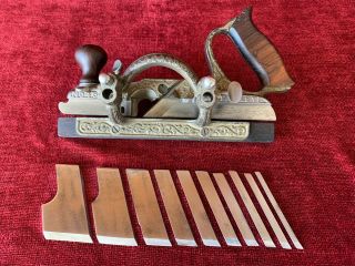 Vintage Stanley No.  46 Skew Plow Combination Plane / Includes 10 Cutting Irons Bl