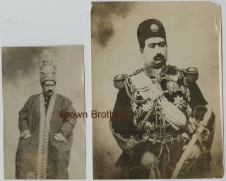 Vintage 1910s Iran Shah Of Persia Ahmed Mirza Military Uniform Photos (2 Photos)
