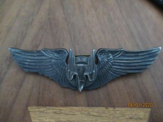 Vintage Wwii Us Army Air Corps Aerial Gunner Wings 3” Sterling Pin - Marked