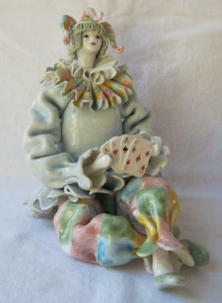 Exquisite Rare Porcelain Large Clown Made In Italy Gumps San Francisco 19