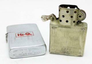 Vintage 1947 - 48 Zippo Lighter 3 Barrel Hi - Q Advertising & 5