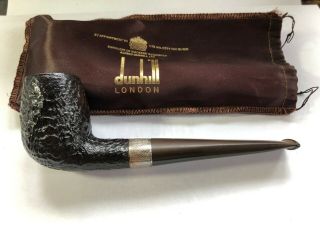 Dunhill Shell Briar Pipe With Silver Band 1990s 51551 Sandblast,  Dark