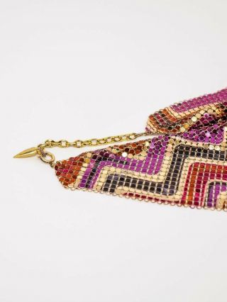 Whiting and Davis Chevron print Necklace.  Handkerchief,  Bib,  Mesh.  Vtg Jewelry 5