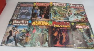 8 X 1970s Marvel Horror Comic Magazines Legion Of Monsters Unleashed - L46