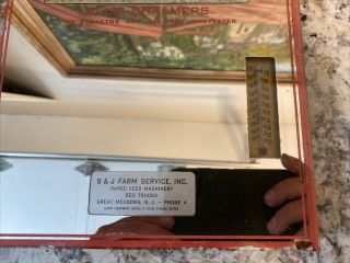 VINTAGE ALLIS - CHALMERS DEALER MIRROR THERMOMETER SIGN Painted Great Meadows NJ 3