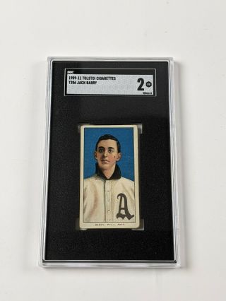 1909 - 11 Tolstoi Cigarettes T206 Jack Barry Baseball Card Sgc