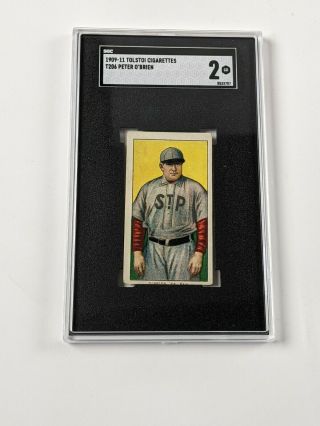 1909 - 11 Tolstoi Cigarettes T206 Peter O’brien Baseball Card Sgc
