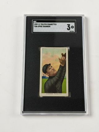 1909 - 11 Tolstoi Cigarettes T206 Spike Shannon Baseball Card Sgc