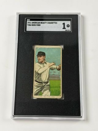 1909 - 11 American Beauty T206 Russ Ford Baseball Card Sgc
