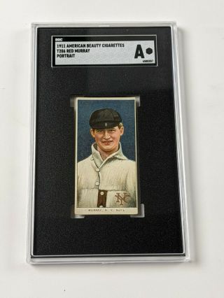 1909 - 11 American Beauty T206 Red Murray Portrait Baseball Card Sgc