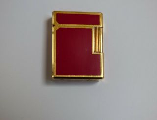 S T Dupont Line1 Small Lighter - Red Lacquer/gold Plated Trim