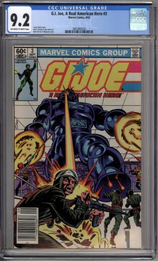 G.  I.  Joe,  A Real American Hero 3 Cgc Graded 9.  2 Nm - Marvel Comics 1982