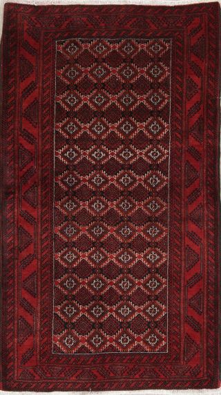 Vintage Balouch Afghan Oriental Geometric Area Rug Wool Hand - Knotted 4x6 Carpet