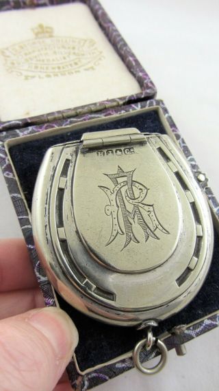 Antique Silver Horseshoe Matchsafe Vesta Wick Ar Initials