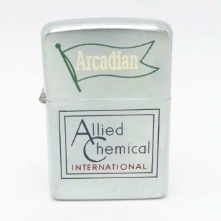 Vintage 1955 - 56 Zippo Lighter Allied Chemical Arcadian & Unlit