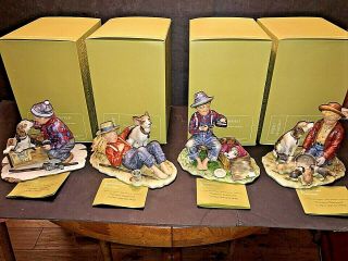Norman Rockwell Figurines (set Of 4) Gorham Four Seasons 1958 A Boy And His Dog