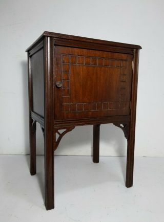 Vintage Antique Chippendale Mahogany Wood Humidor Cabinet Table Smoking Stand