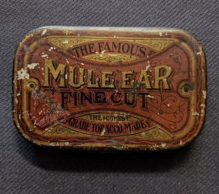 Mule Ear Tobacco Tin / Antique Pocket Tin / The Wellman & Dwire Tobacco Co.