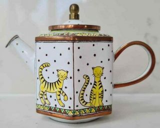 C.  Maddicott Charlotte Di Vita Hand Painted Enamel Miniature Teapot - 2085880