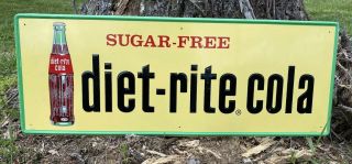 Old Vintage Sugar - Diet - Rite Cola Advertising Tin Sign 32 " X 12 "