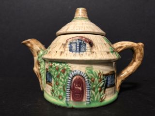 Cute Vintage Ceramic Porcelain Cottage / House Teapot Made In Japan