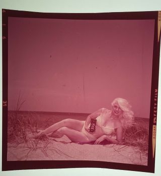 Vintage Nude Bunny Yeager Self Portrait Pin - Up Color Film Transparency